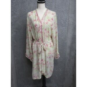 Morgan Taylor Intimates Floral Robe Womens M‎ Peignoir Pink Cottagecore Romantic